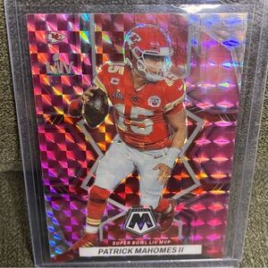 Mosaic 2022 Patrick Mahomes Super Bowl LIV MVP pink camo card. Chiefs